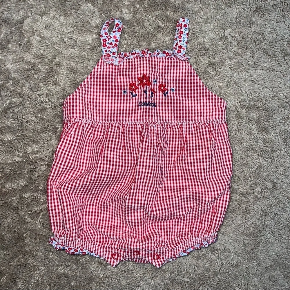 OshKosh B’Gosh Baby One Piece Checkered Romper Cotton Size 3-6 Months